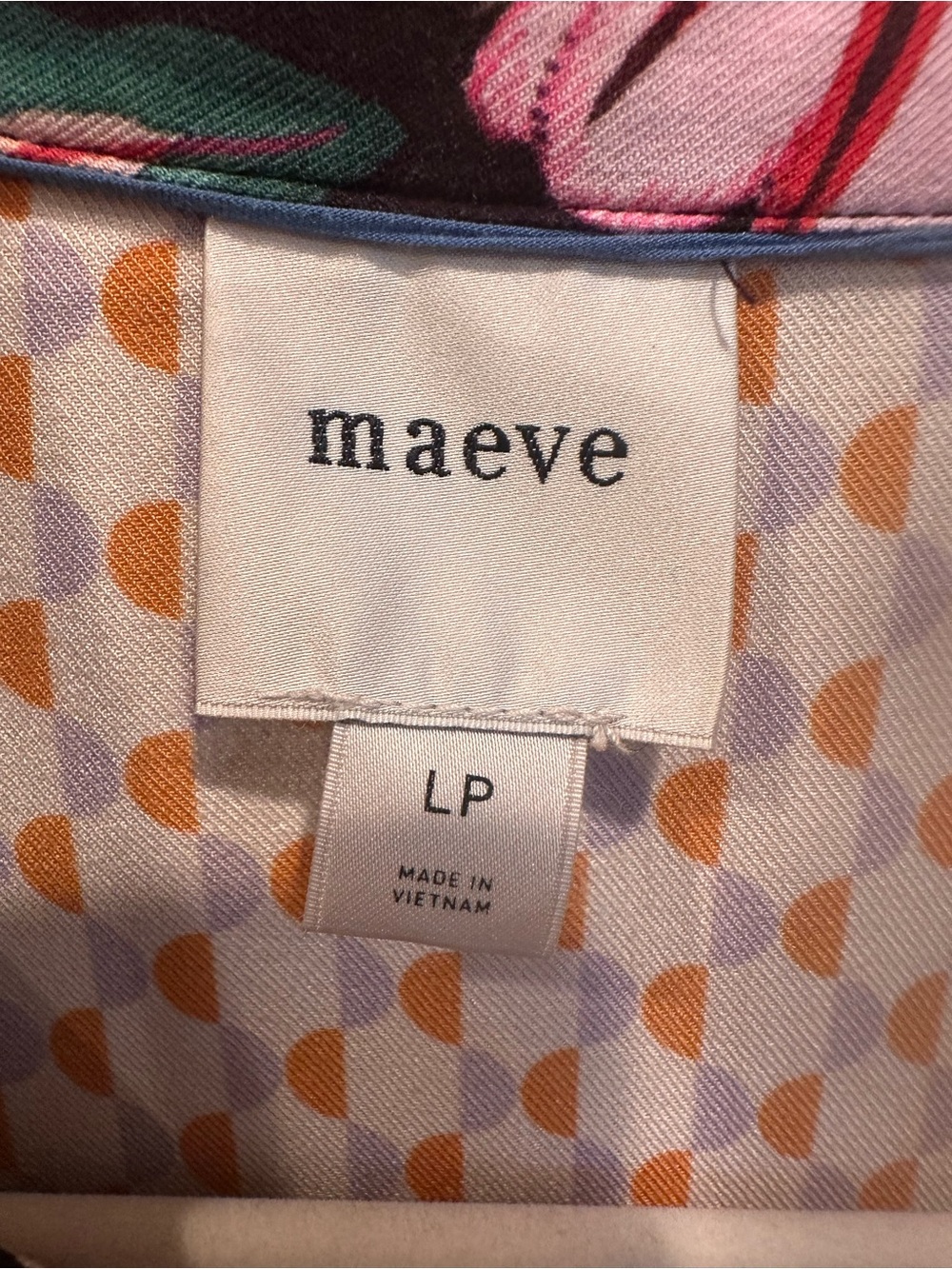 Maeve Alida Contrast Mixed-Print Button Down Shirt Colorful Sz L Petite - Picture 7 of 11